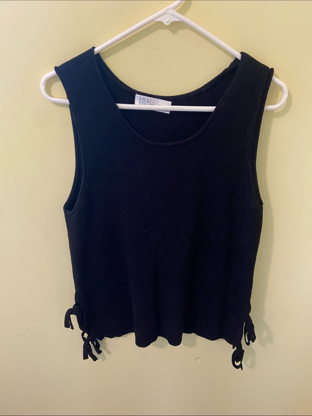 Time and Tru Black Ribbed Side-Tie Tank